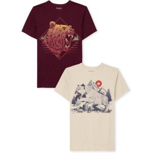 The Children’s Place Boys’ Gamer,Sports,Cars Short Sleeve Graphic T-Shirts,2 Pack(Bear/Cougar)