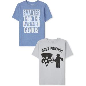 The Children’s Place Boys’ Gamer,Sports,Cars Short Sleeve Graphic T-Shirts,2 Pack(Genius/Best Friends 2-pack)