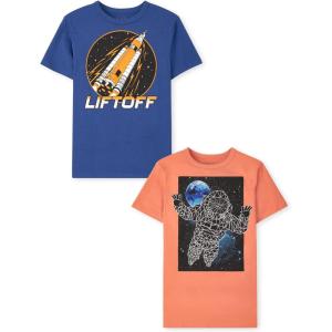 The Children’s Place Boys’ Gamer,Sports,Cars Short Sleeve Graphic T-Shirts,2 Pack(Lift Off/Astronaut 2-pack)