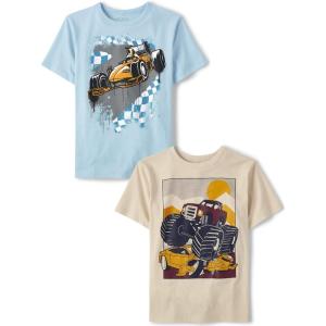 The Children’s Place Boys’ Gamer,Sports,Cars Short Sleeve Graphic T-Shirts,2 Pack(Racecar/Monster Truck 2-pack)