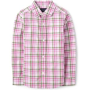 The Children’s Place Boys Long Sleeve Poplin Button Down ShirtButton Down Shirt(Caddy Pink)