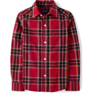 The Children’s Place Boys Long Sleeve Poplin Button Down ShirtButton Down Shirt(Red Birch Plaid)