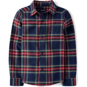 The Children’s Place Boys Long Sleeve Poplin Button Down ShirtButton Down Shirt(Tidal Plaid)