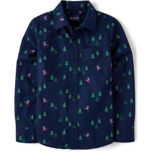 The Children’s Place Boys Long Sleeve Poplin Button Down ShirtButton Down Shirt(Tidal Trees)