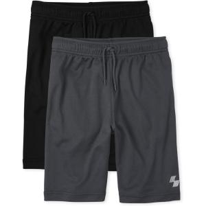 The Children’s Place Boys’ Performance Basketball Shorts(Black/Charcoal 2 Pack)