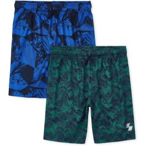 The Children’s Place Boys’ Performance Basketball Shorts(Tidal/Teal Wave Print)