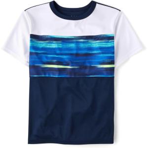 The Children’s Place Boys’ Short Sleeve Crew Neck T-Shirts(Renew Blue Colorblock)