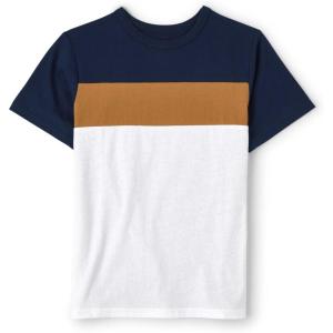 The Children’s Place Boys’ Short Sleeve Crew Neck T-Shirts(Tidal Colorblock)