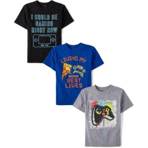 The Children’s Place Boys Short Sleeve Graphic T-Shirt 3-Pack(Controllers/Gaming/Best Life)