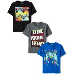 The Children’s Place Boys Short Sleeve Graphic T-Shirt 3-Pack(Gaming Controller/One More Level)