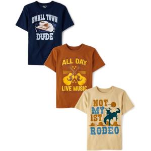 The Children’s Place Boys Short Sleeve Graphic T-Shirt 3-Pack(Small Town Dude/Live Music/Rodeo)