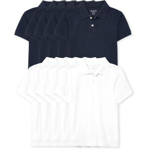 The Children’s Place Boys’ Short Sleeve Pique Polo, 10 Pack(Nautico/White)