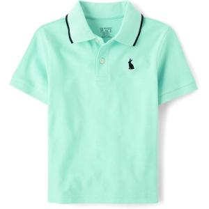 The Children’s Place Boys’ Uniform Short Sleeve Pique Polo(Bunny Embroidered Aqua)