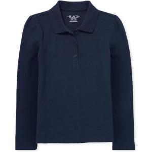 The Children’s Place Girls’ Long Sleeve Ruffle Pique Polo(Tidal Single)