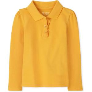 The Children’s Place Girls’ Long Sleeve Ruffle Pique Polo(Yellow Pencil Single)