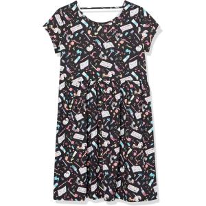 The Children’s Place Girls’ Plaid Stretch Jacquard Short Sleeve Dress(Artist Pattern)