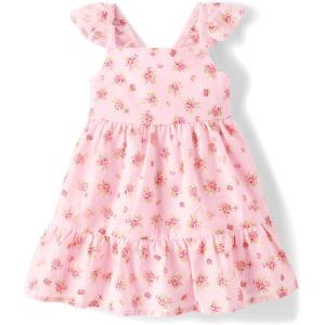 The Children’s Place Girls and Toddler Short Sleeve Fashion Dress(Pink Floral Tiered)