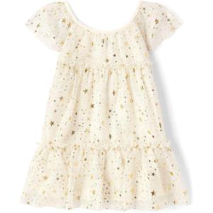 The Children’s Place Girls and Toddler Short Sleeve Fashion Dress(Starry Mesh)