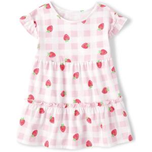 The Children’s Place Girls and Toddler Short Sleeve Fashion Dress(Strawberry Gingham)