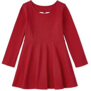 The Children’s Place Girls and Toddler Skater Dress, Long Sleeve(Classic Red)