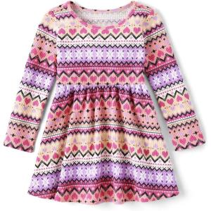The Children’s Place Girls and Toddler Skater Dress, Long Sleeve(Pink Glow)
