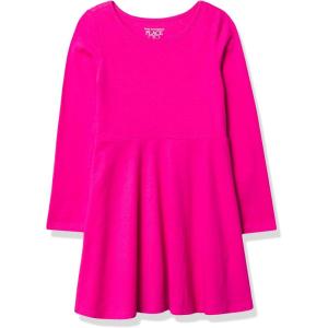 The Children’s Place Girls and Toddler Solid Long Sleeve Skater Dress(Aurora Pink Single)