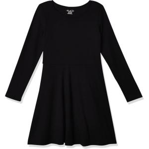 The Children’s Place Girls and Toddler Solid Long Sleeve Skater Dress(Black Single)