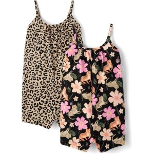 The Children’s Place baby-girls And Toddler Casual Sleeveless Shorts Romper(Floral/Cheetah 2-pack)