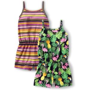 The Children’s Place baby-girls And Toddler Girls Strappy Shorts Romper(Black Stripe/Tropical)