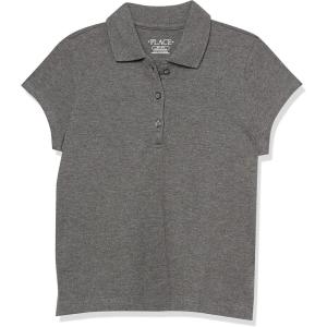 The Children’s Place baby-girls And Toddler Short Sleeve Ruffle Pique Polo(Dk Heather Gray Single)