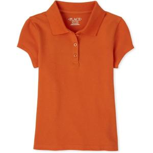 The Children’s Place baby-girls And Toddler Short Sleeve Ruffle Pique Polo(Flame)