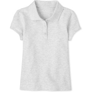 The Children’s Place baby-girls And Toddler Short Sleeve Ruffle Pique Polo(Heather Grey)