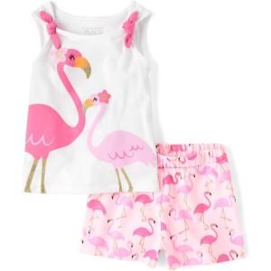 The Children’s Place baby-girls And Toddler Sleeveless Tank Top and Shorts 2-piece Set(Pink Flamingo Set)