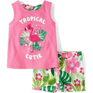 The Children’s Place baby-girls And Toddler Tank Top and Shorts 2 Piece Outfit Set(Tropical Cutie Flamingo)