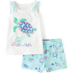 The Children’s Place baby-girls And Toddler Tank Top and Shorts 2 Piece Outfit Set(Turtle)