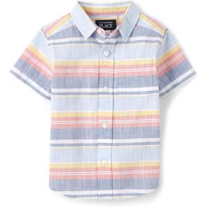 The Children’s Place boys Short Sleeve Button Up Shirt(Whirlwind Stripe)