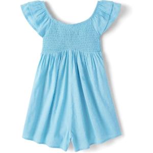 The Children’s Place girls Smocked Skirt With Shorts, Romper(Bubble Blue)