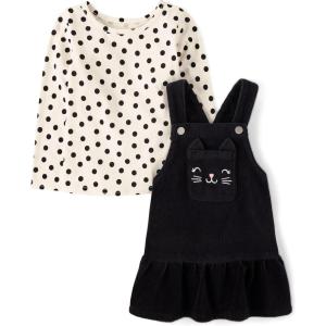 The Children’s Place,Baby Girls,and Toddler Long Sleeve Top and Skirtall Dress Set,White Daisy,12 Months,18 Months