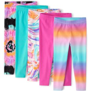The Children’s Place,Girls,Assorted Everyday Capri Leggings(Swirl Tye Dye 5-pack)
