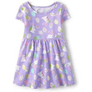 The Children’s Place,and Toddler Girls Short Sleeve Fashion Dress(Easter Bunny Babydoll)