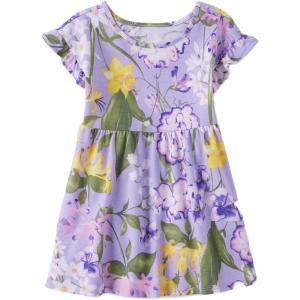 The Children’s Place,and Toddler Girls Short Sleeve Fashion Dress(Flower Purple)