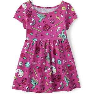 The Children’s Place,and Toddler Girls Short Sleeve Fashion Dress(Pink Artist)