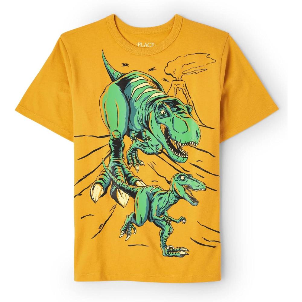 imageThe Childrens Place Boys DinosCarsSports Short Sleeve Graphic TShirtsDinos Running