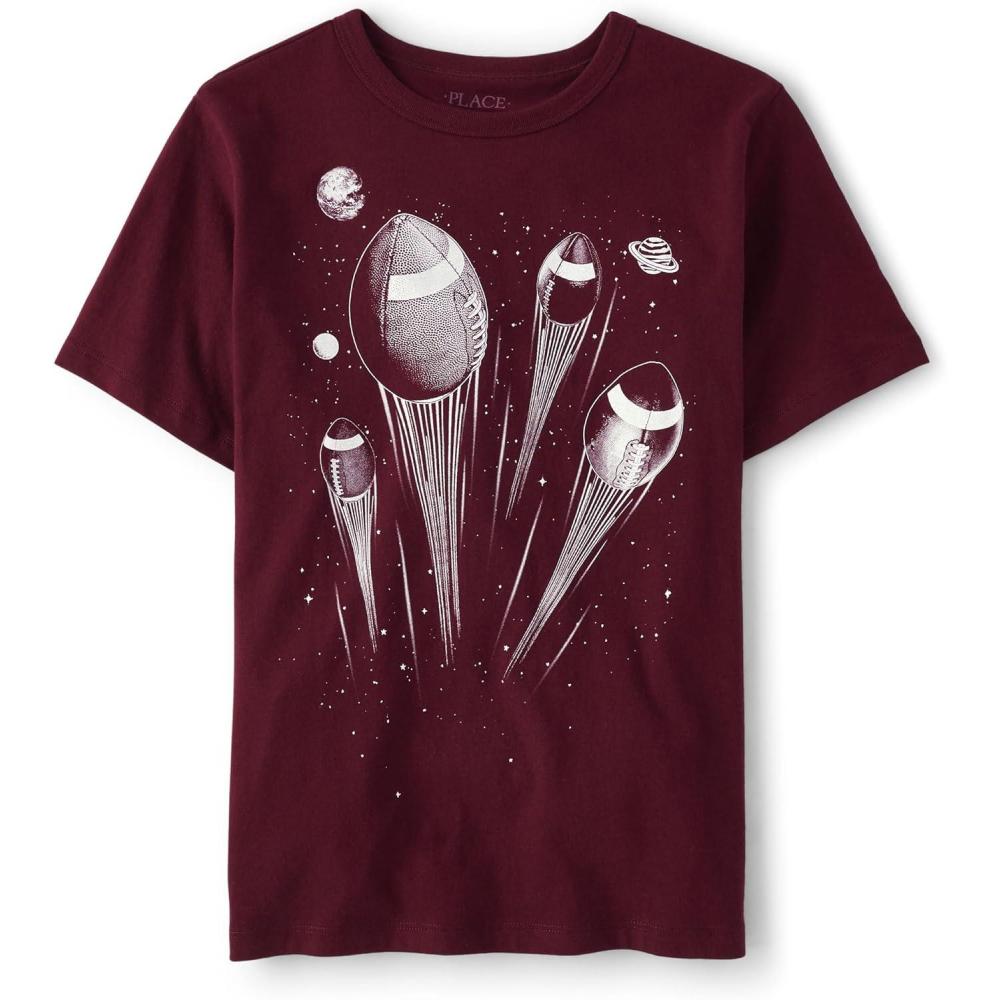 imageThe Childrens Place Boys DinosCarsSports Short Sleeve Graphic TShirtsFootballs