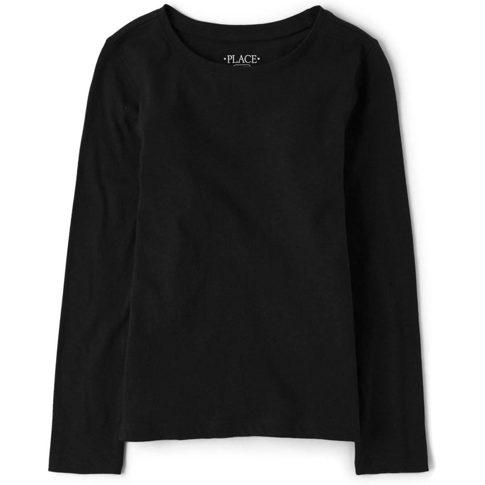 imageThe Childrens Place Girls Basic Short Sleeve Layering TeeBlack Single