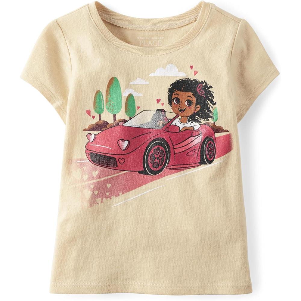 imageThe Childrens Place Girls Basic Short Sleeve Layering TeeGirl Car