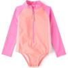 The Children’s Place Baby-Girls and Toddler Long Sleeve Half Zip One Piece Rashgaurd Swimsuit(Happy Pink)