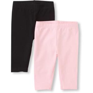 The Children’s Place Baby Girls’ Capri Leggings 2 Pack(Black/Shell)