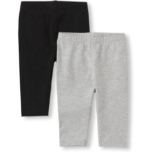 The Children’s Place Baby Girls’ Capri Leggings 2 Pack(Black/Smoke Grey 2-pack)
