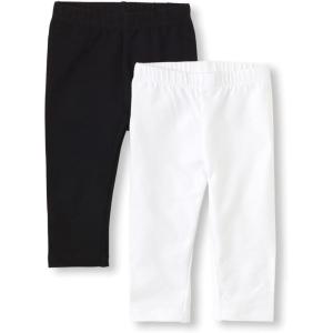 The Children’s Place Baby Girls’ Capri Leggings 2 Pack(Black/White)